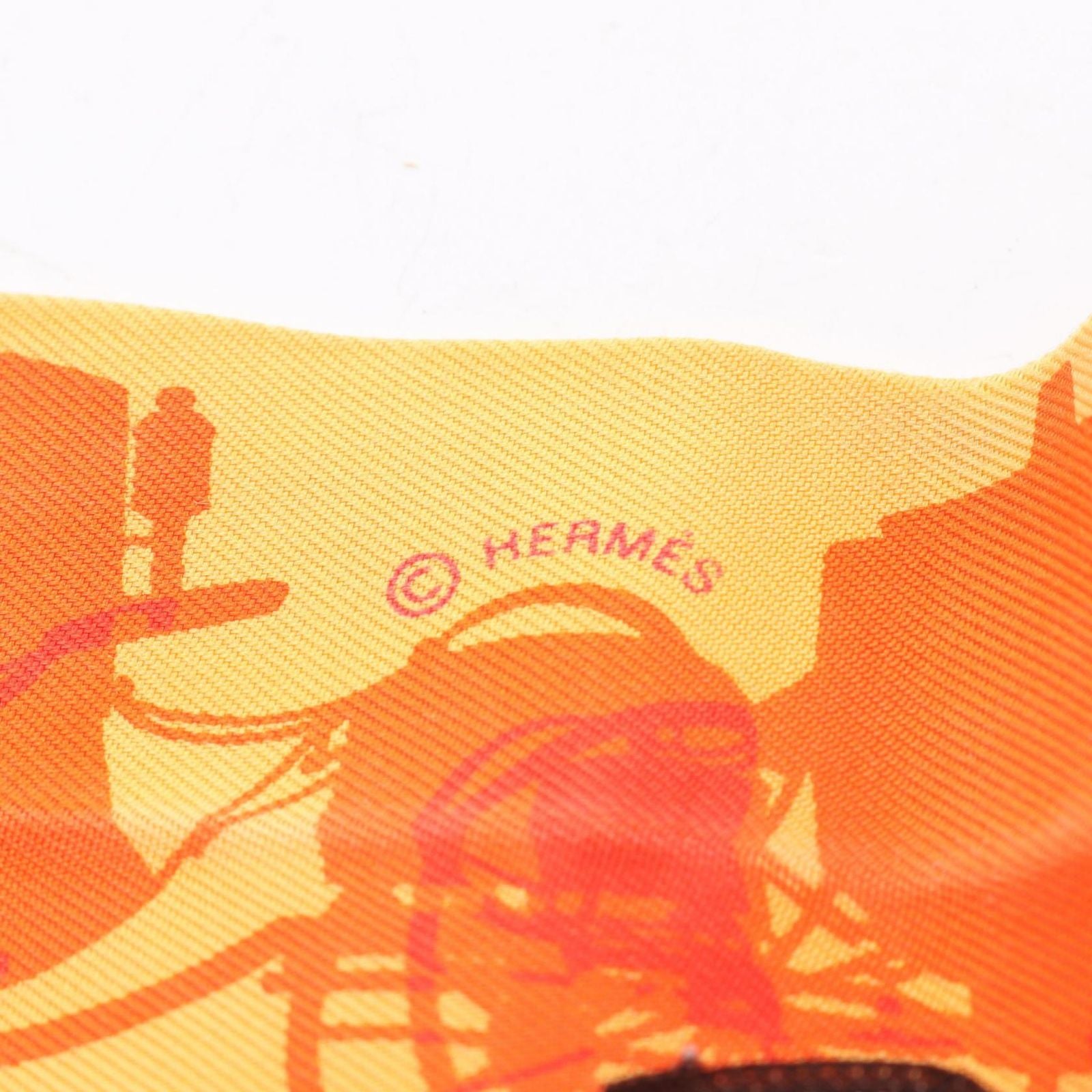 Hermes Scarf Twill Rayons Ribbon Orange Silk — view 4