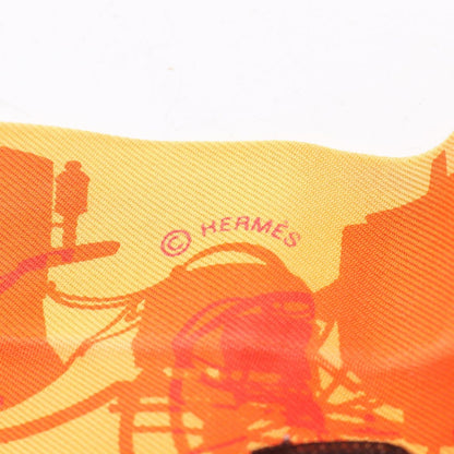 Hermes Scarf Twill Rayons Ribbon Orange Silk — view 4