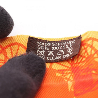 Hermes Scarf Twill Rayons Ribbon Orange Silk — view 5