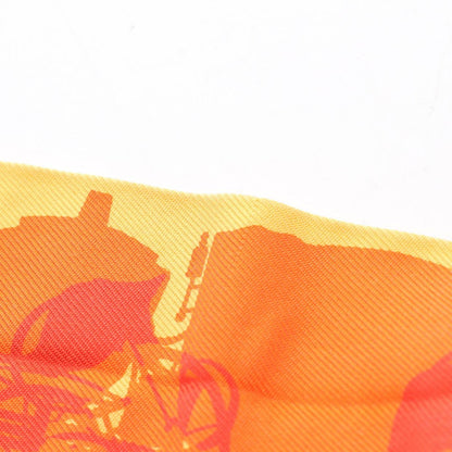 Hermes Scarf Twill Rayons Ribbon Orange Silk — view 7
