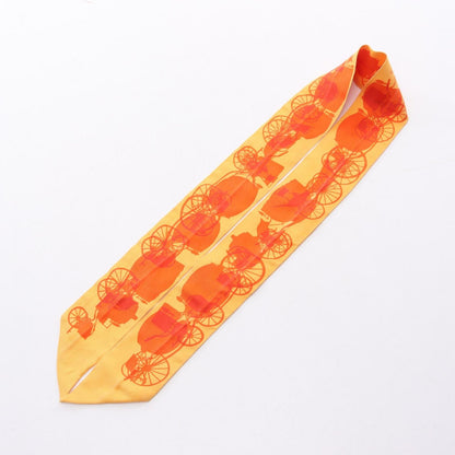 Hermes Scarf Twill Rayons Ribbon Orange Silk — view 3