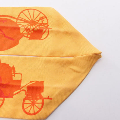 Hermes Scarf Twill Rayons Ribbon Orange Silk — view 9