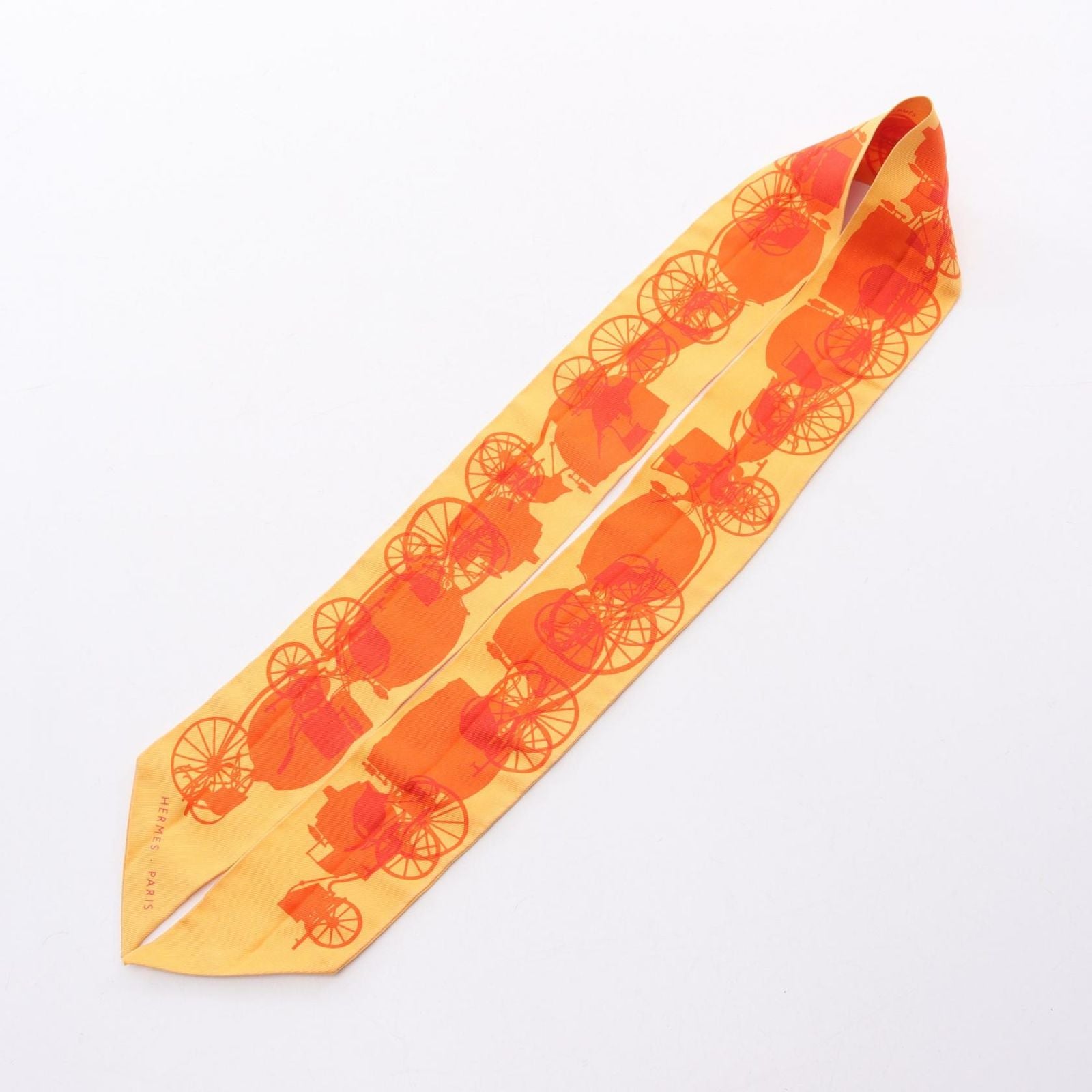 Hermes Scarf Twill Rayons Ribbon Orange Silk — view 2