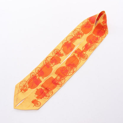 Hermes Scarf Twill Rayons Ribbon Orange Silk — view 2