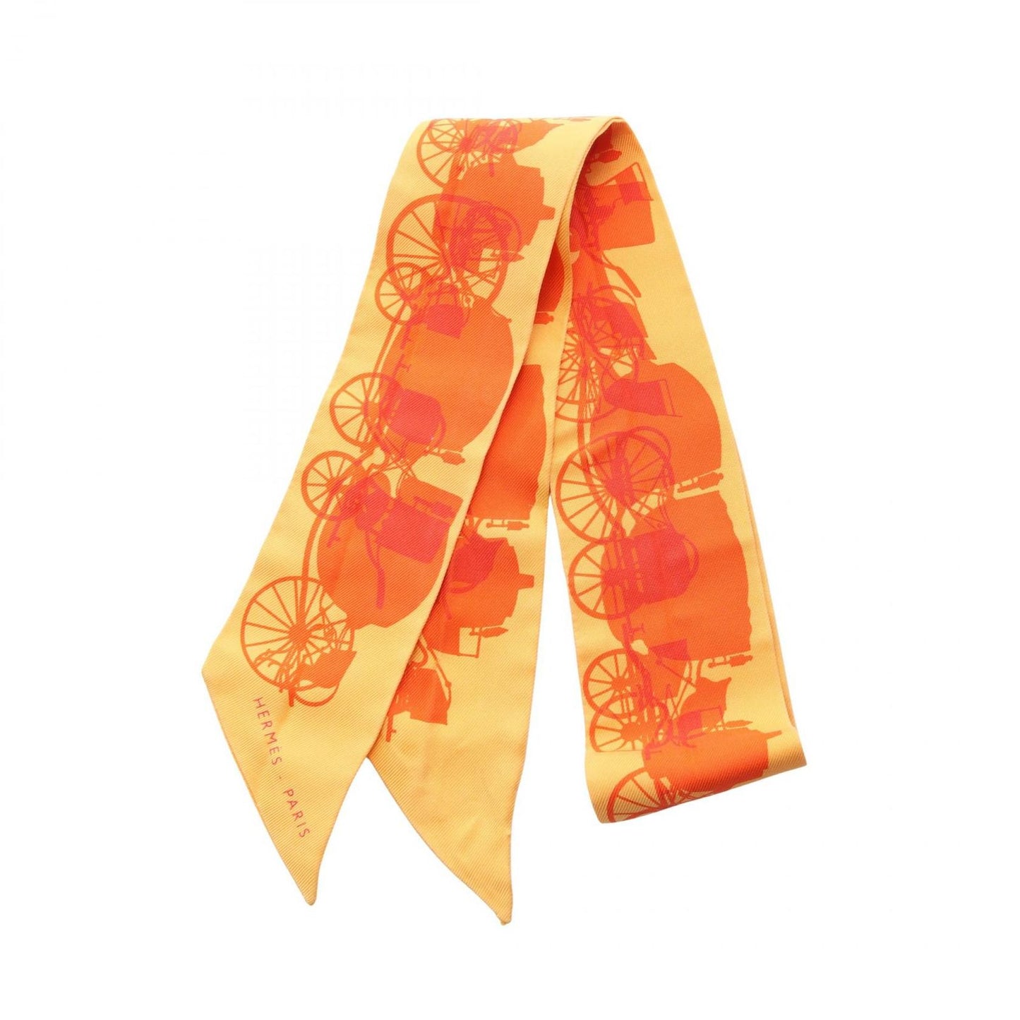 Hermes Scarf Twill Rayons Ribbon Orange Silk