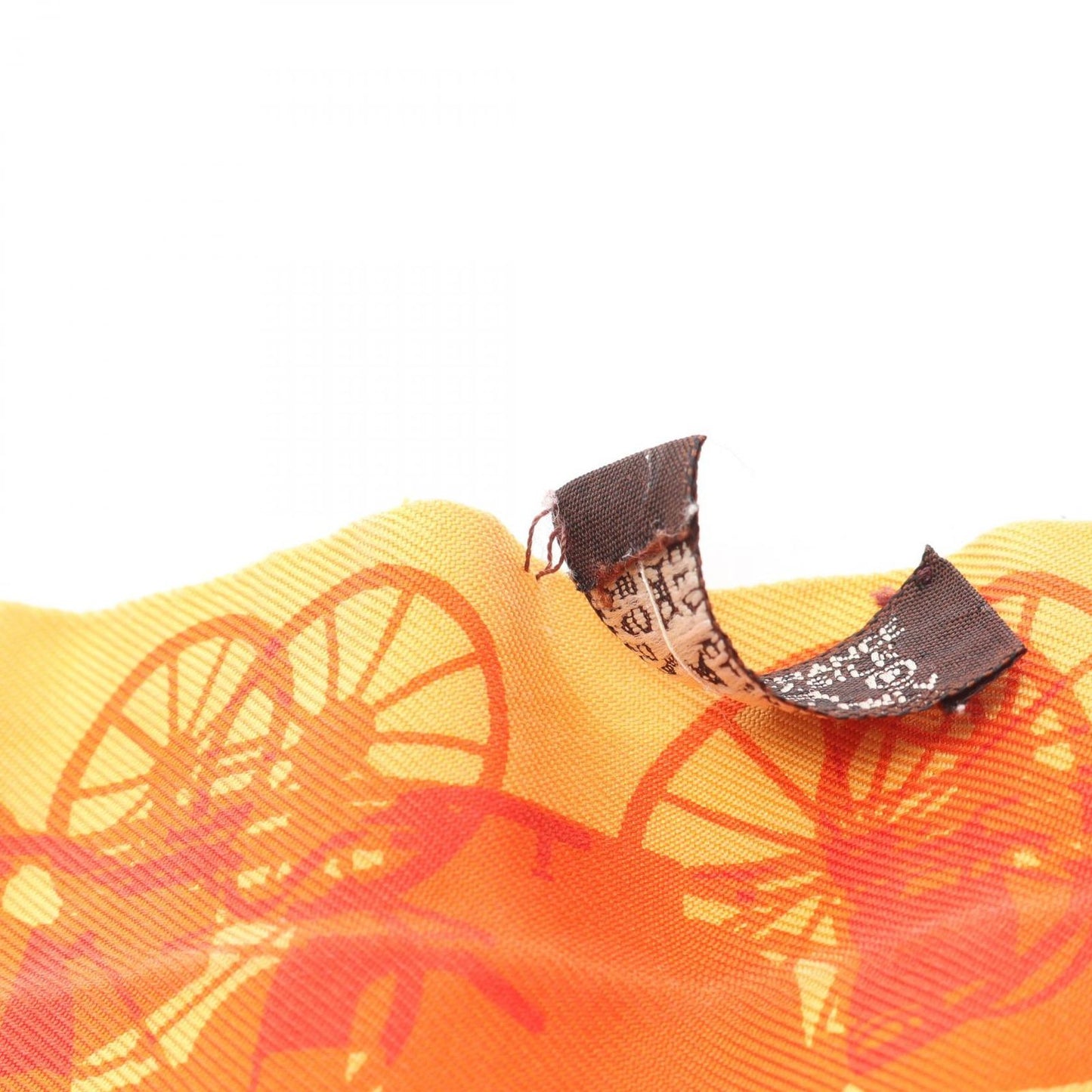 Hermes Scarf Twill Rayons Ribbon Orange Silk — view 6