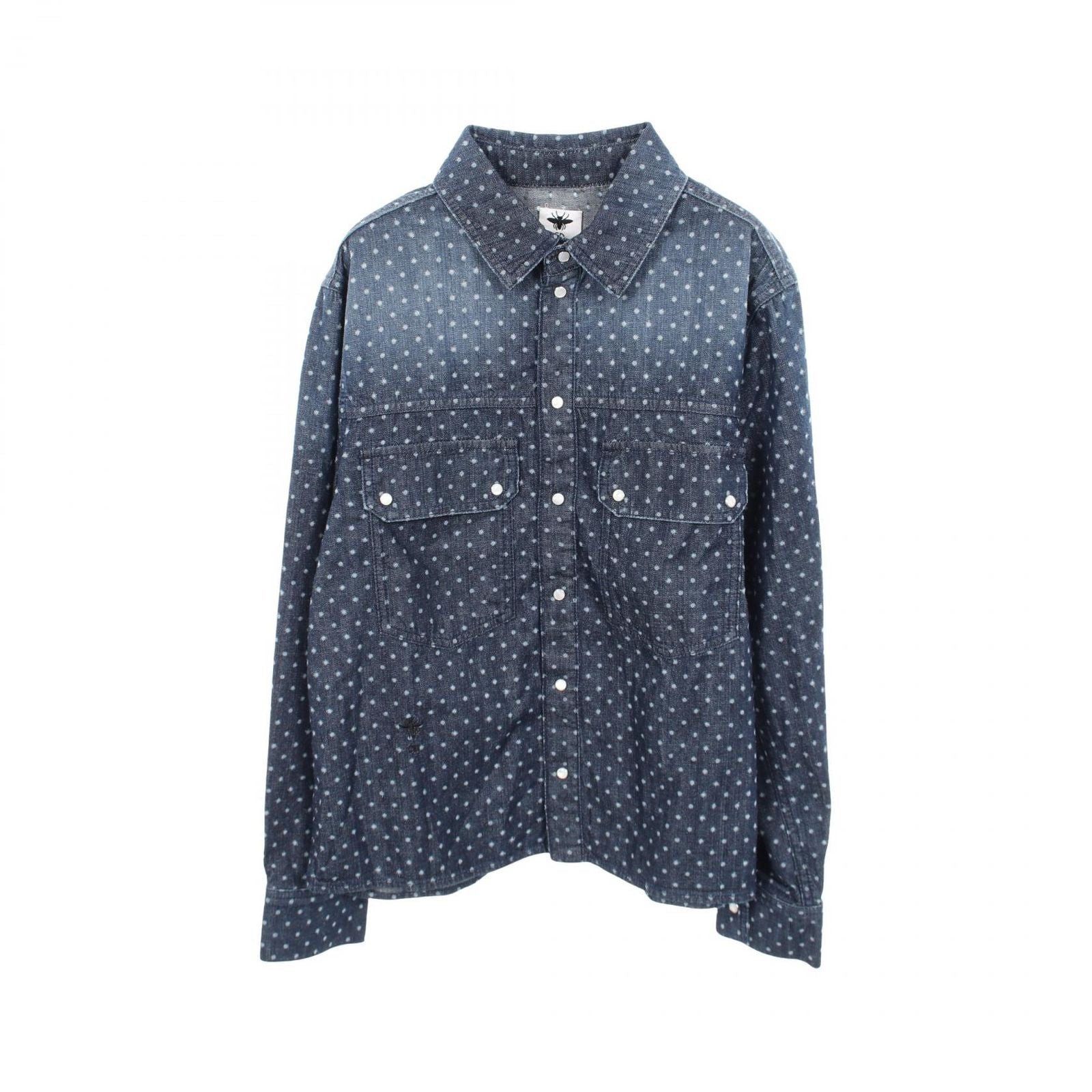 Dior Bee Embroidery Dot Pattern Cotton Shirt