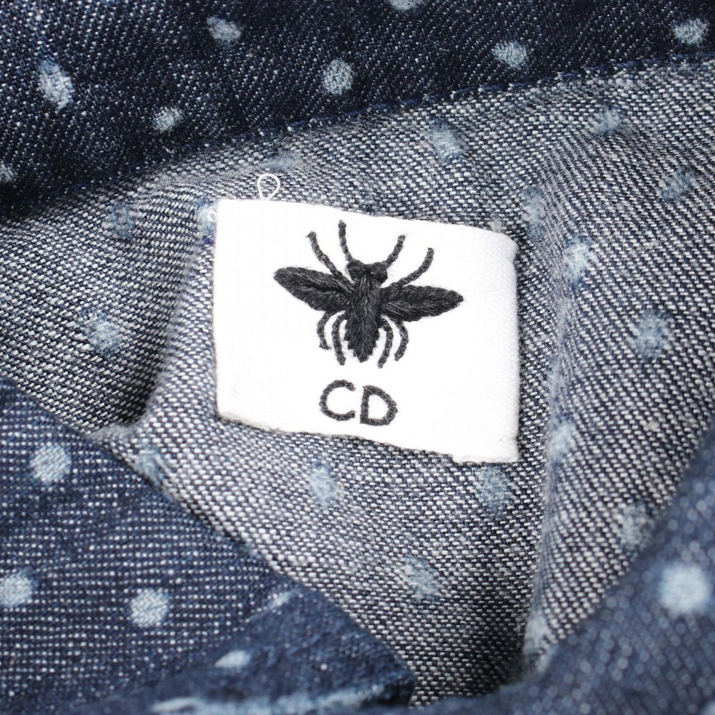 Dior Bee Embroidery Dot Pattern Cotton Shirt — view 3