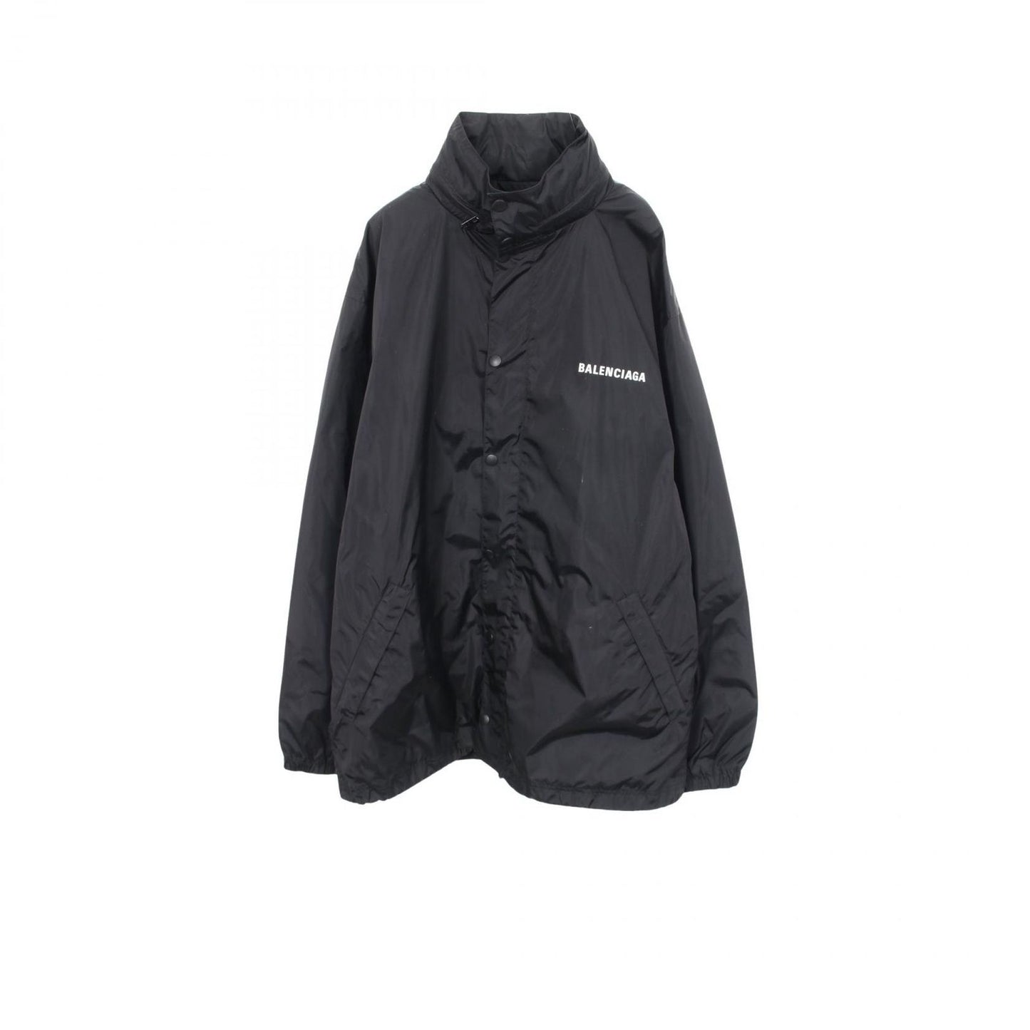 Balenciaga Logo Print Hooded Nylon Jacket