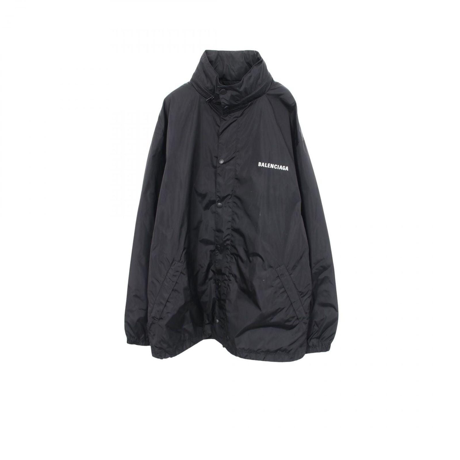 Balenciaga Logo Print Hooded Nylon Jacket