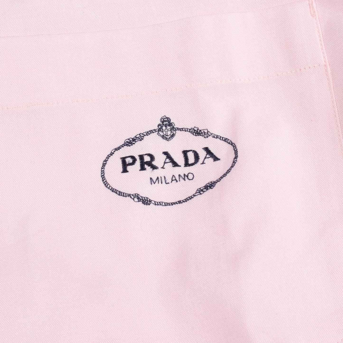 Prada Logo Embroidery Long Sleeve Pink Cotton Shirt — view 6