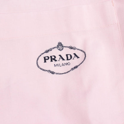 Prada Logo Embroidery Long Sleeve Pink Cotton Shirt — view 6