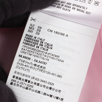 Prada Logo Embroidery Long Sleeve Pink Cotton Shirt — view 5