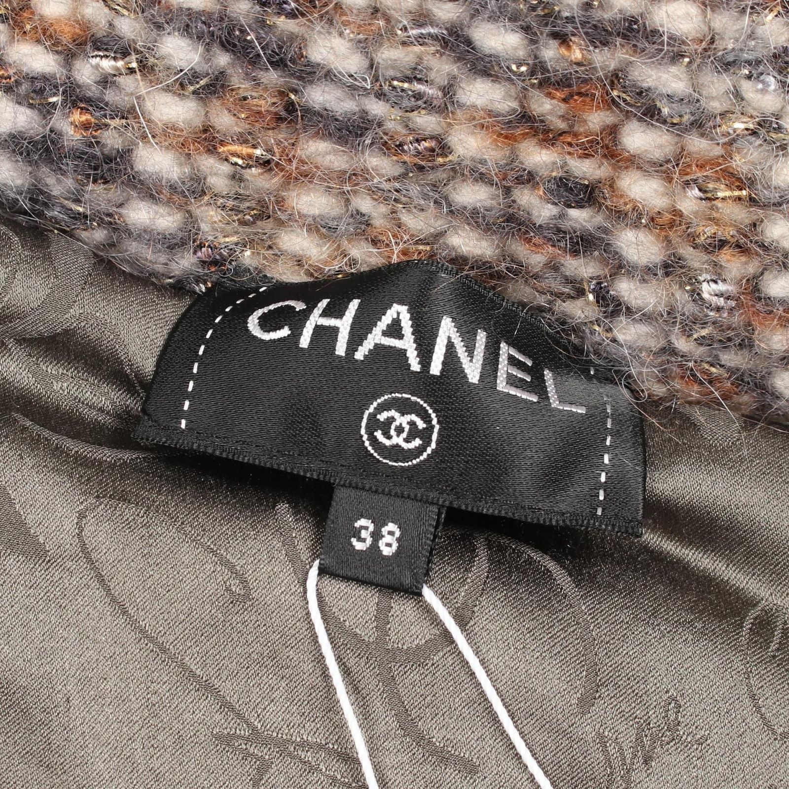 Chanel CC Logo Button Fur Jacket Brown Cashmere — view 3