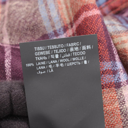 Saint Laurent Paris Logo Embroidery Plaid Cut Off Short Sleeve Brown Wool Shirt — view 4