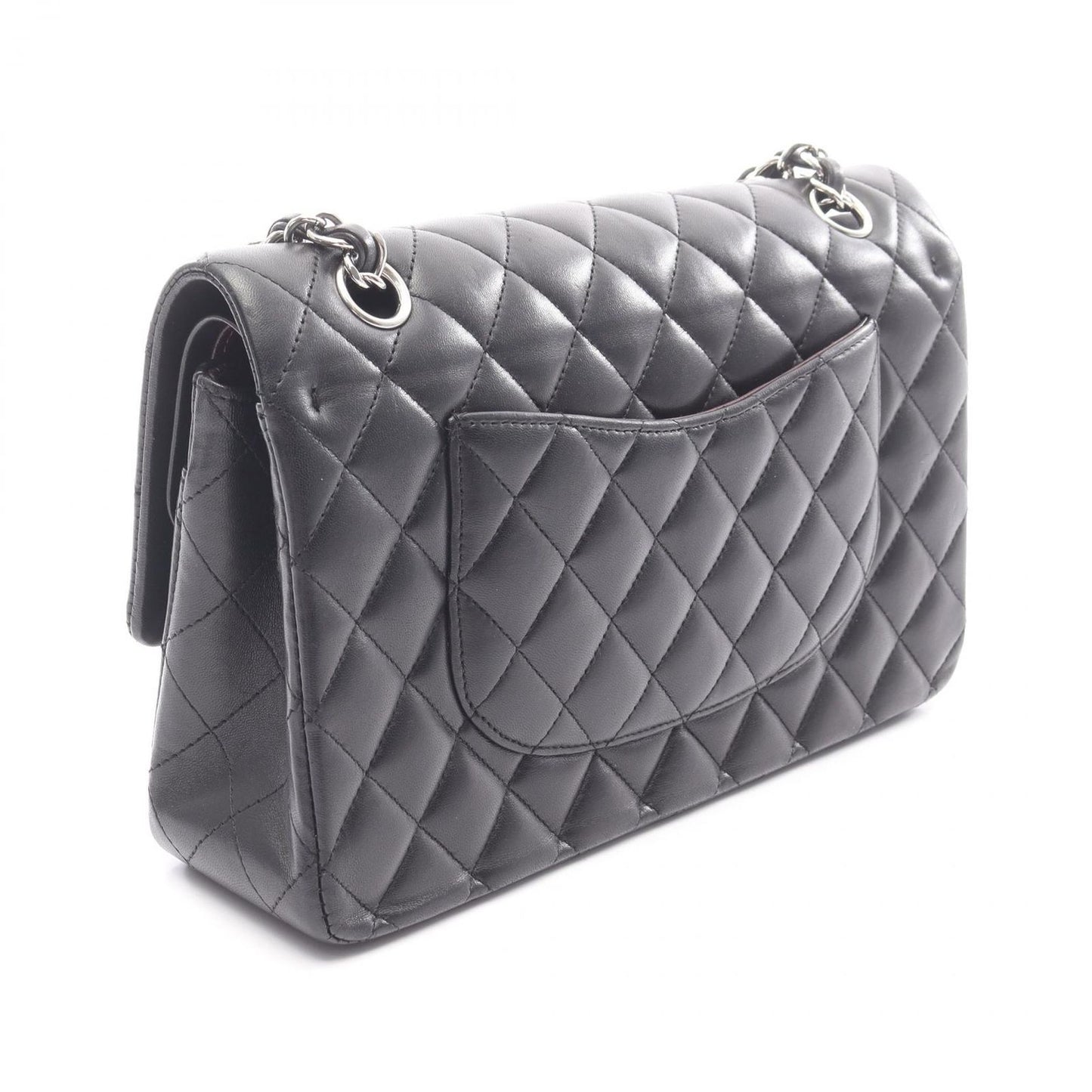 Chanel Shoulder Bag Quilted Double Flap Black Lambskin Chain — view 2