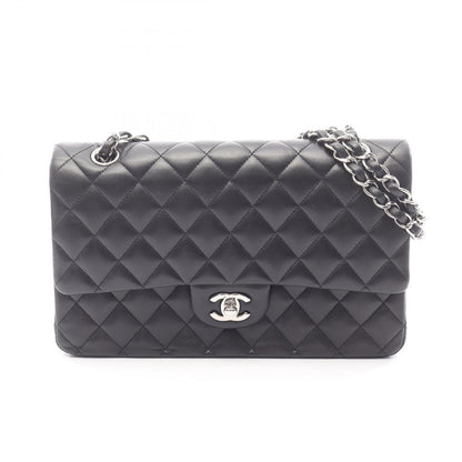 Chanel Shoulder Bag Quilted Double Flap Black Lambskin Chain