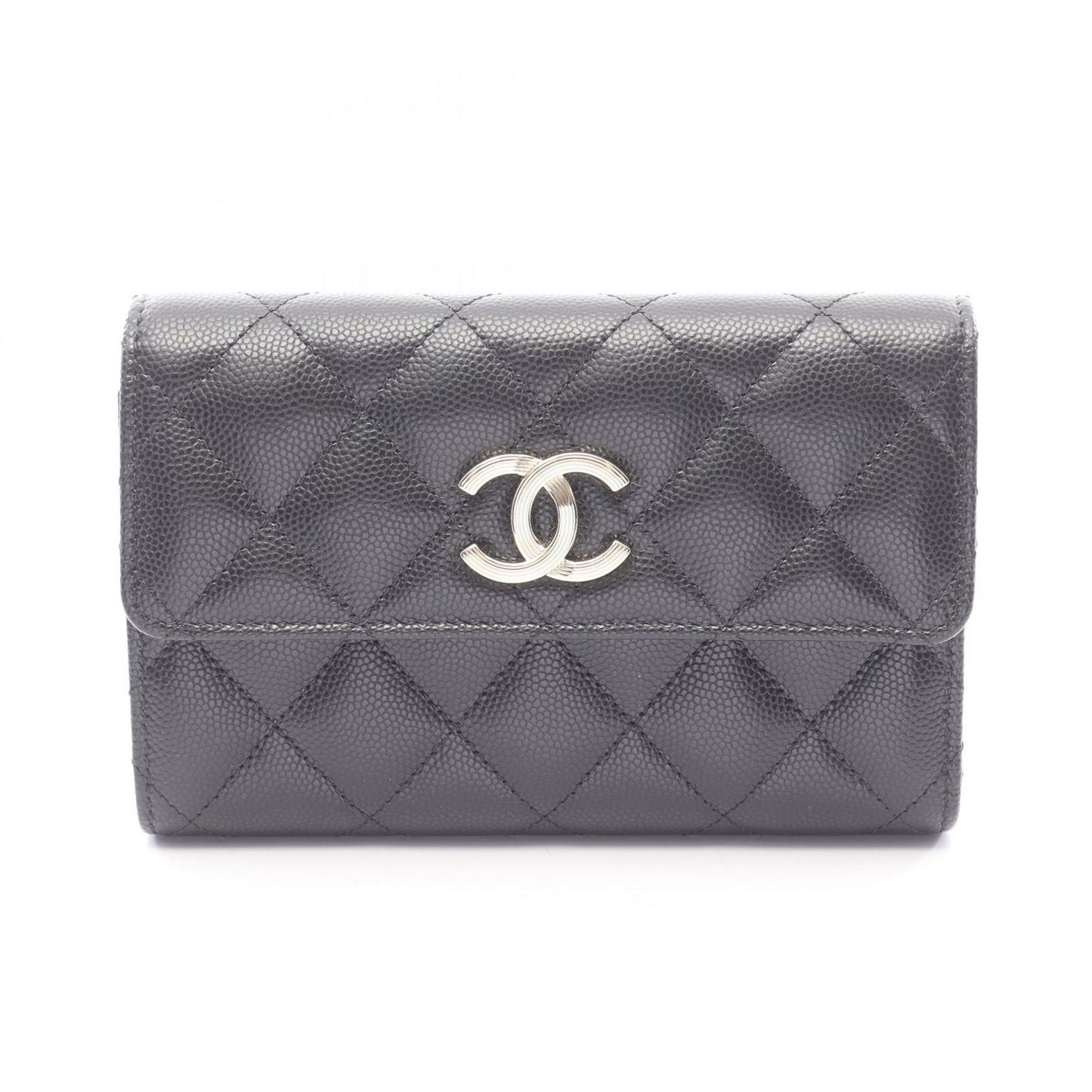 Chanel Trifold Wallet Quilted Black Caviar Leather