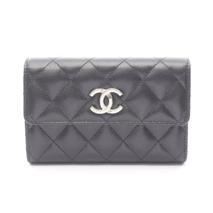Chanel Trifold Wallet Quilted Black Caviar Leather