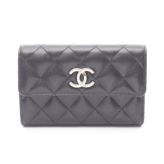 Chanel Trifold Wallet Quilted Black Caviar Leather
