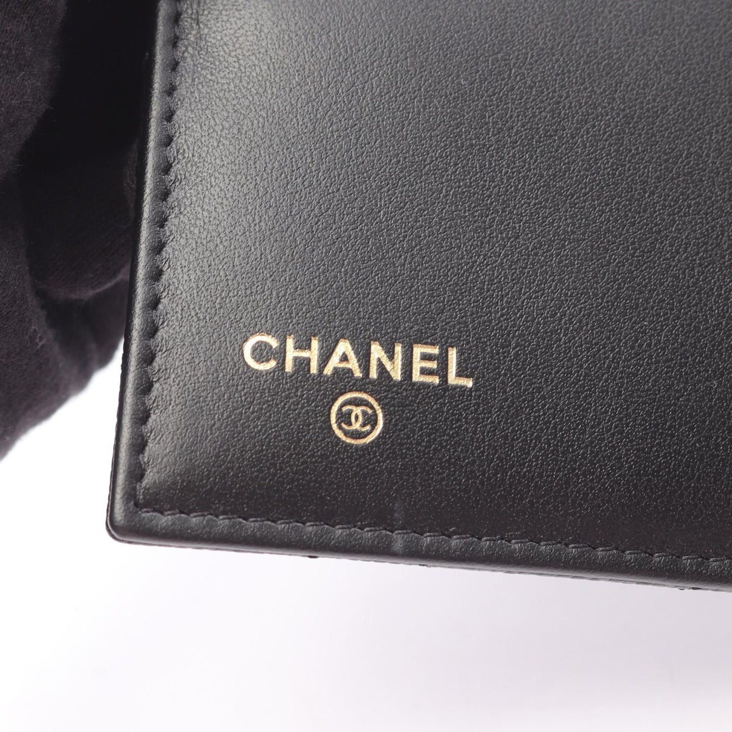 Chanel Trifold Wallet Quilted Black Caviar Leather — view 5