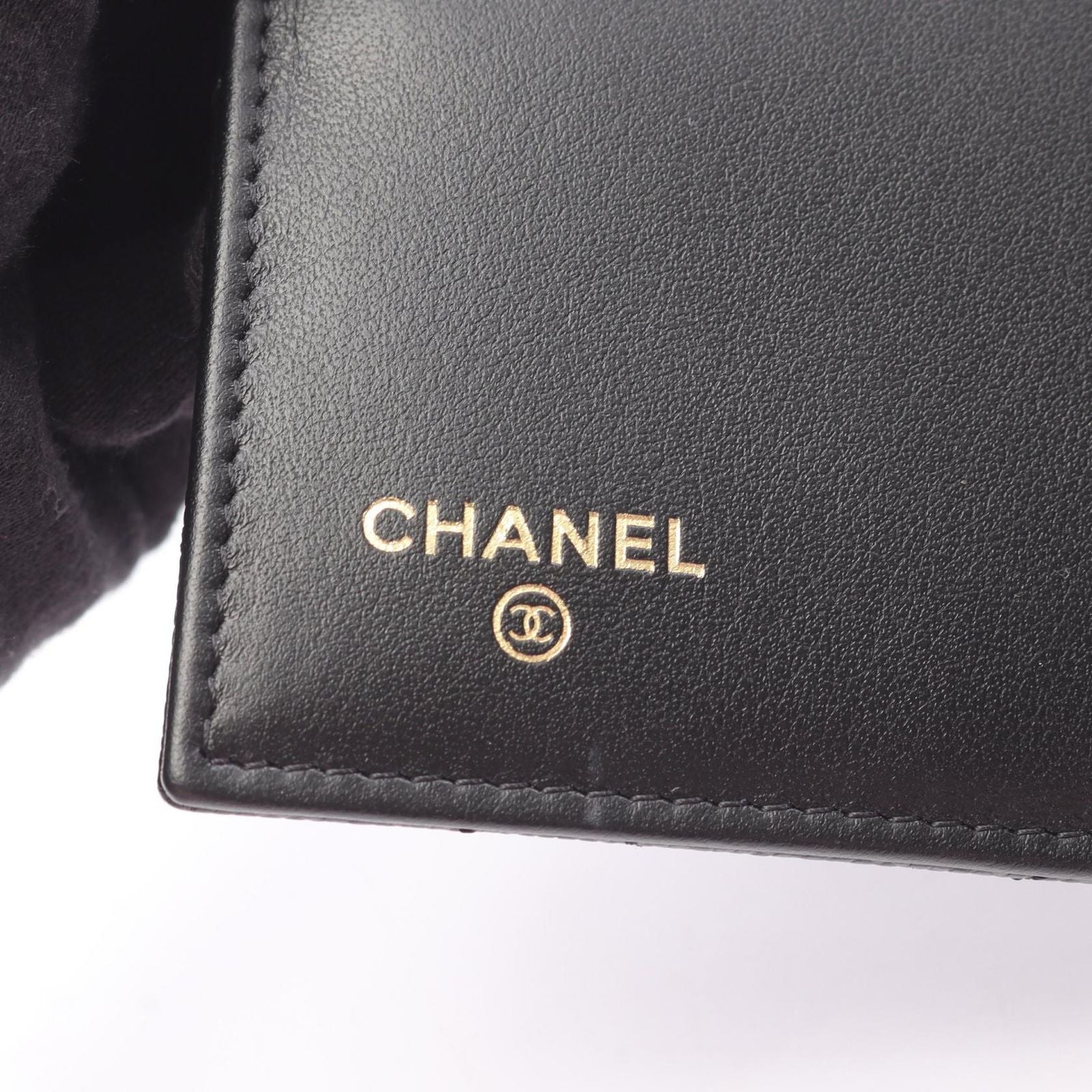 Chanel Trifold Wallet Quilted Black Caviar Leather — view 5