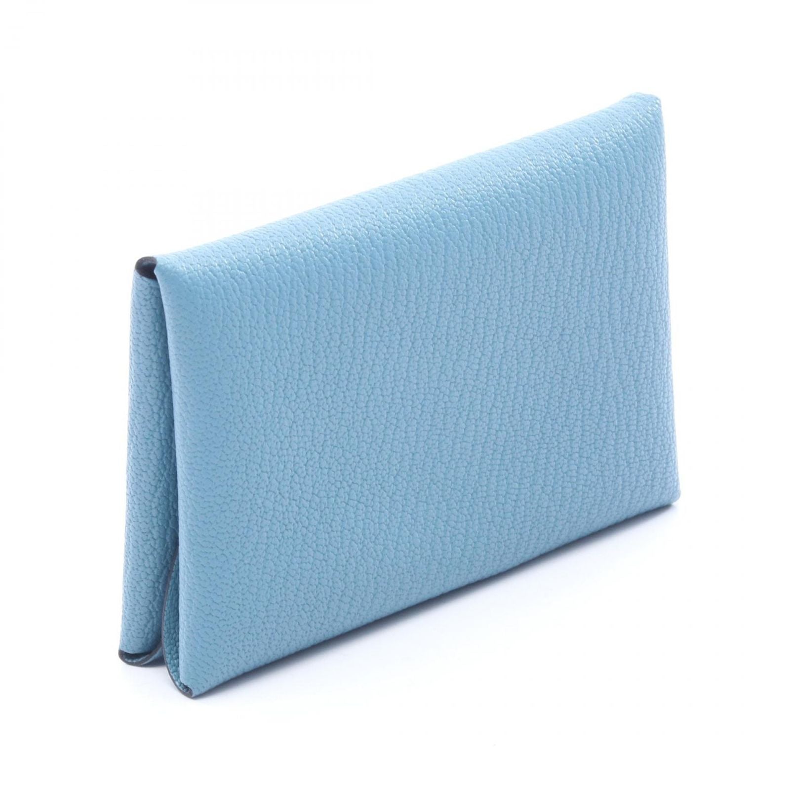 Hermes Coin Case Calvi Duo New Blue Jean Leather — view 2
