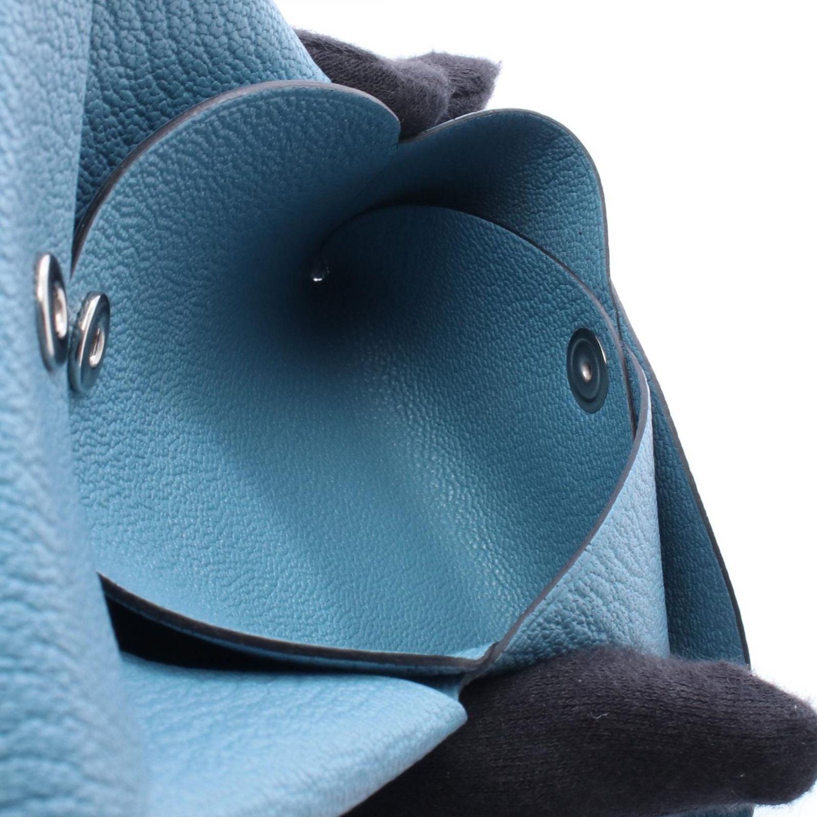 Hermes Coin Case Calvi Duo New Blue Jean Leather — view 3
