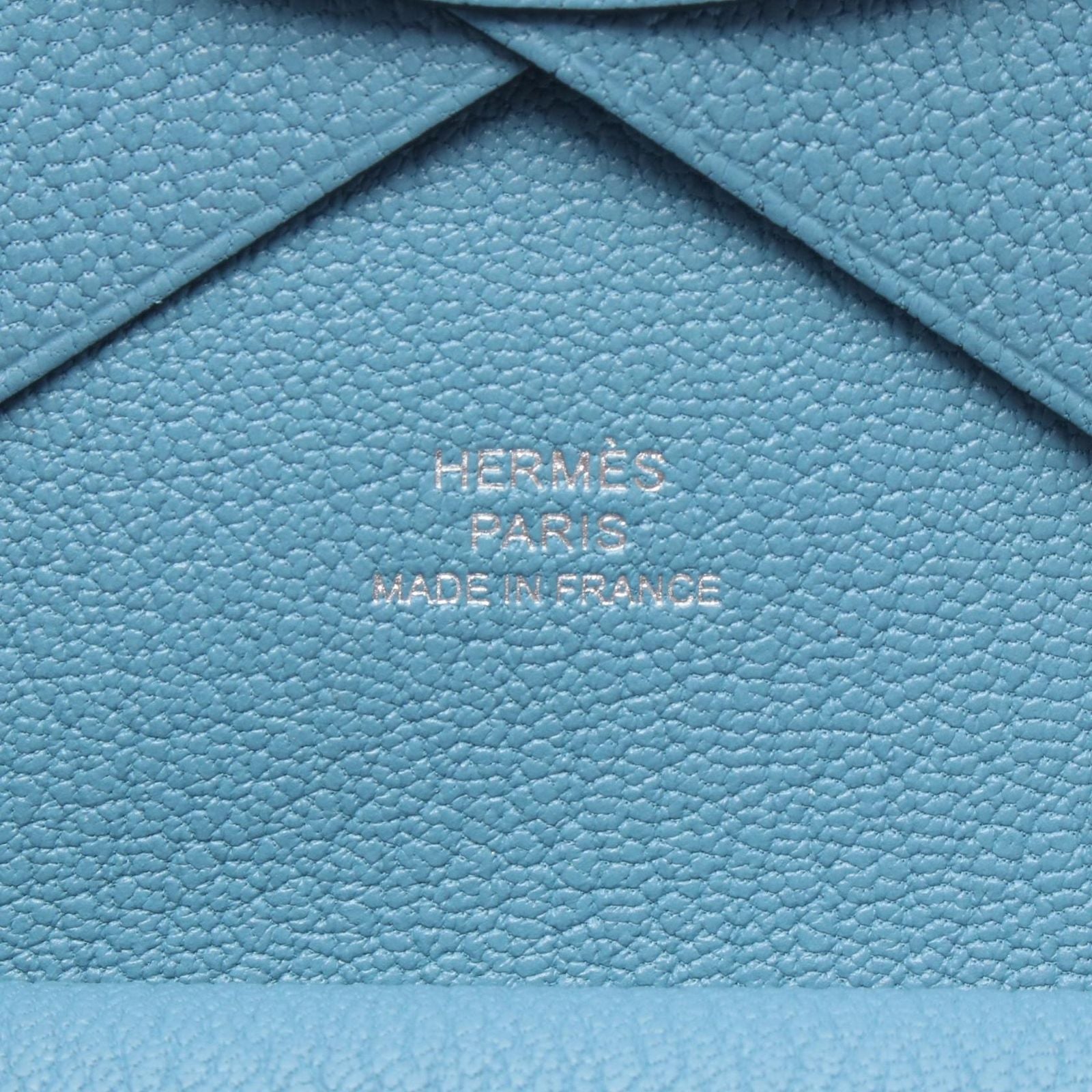 Hermes Coin Case Calvi Duo New Blue Jean Leather — view 4