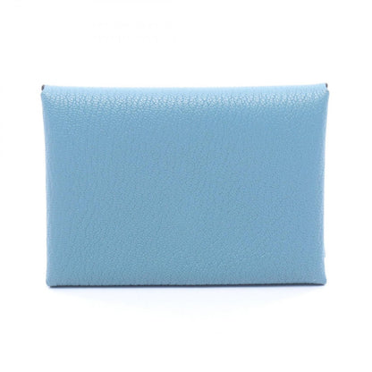Hermes Coin Case Calvi Duo New Blue Jean Leather