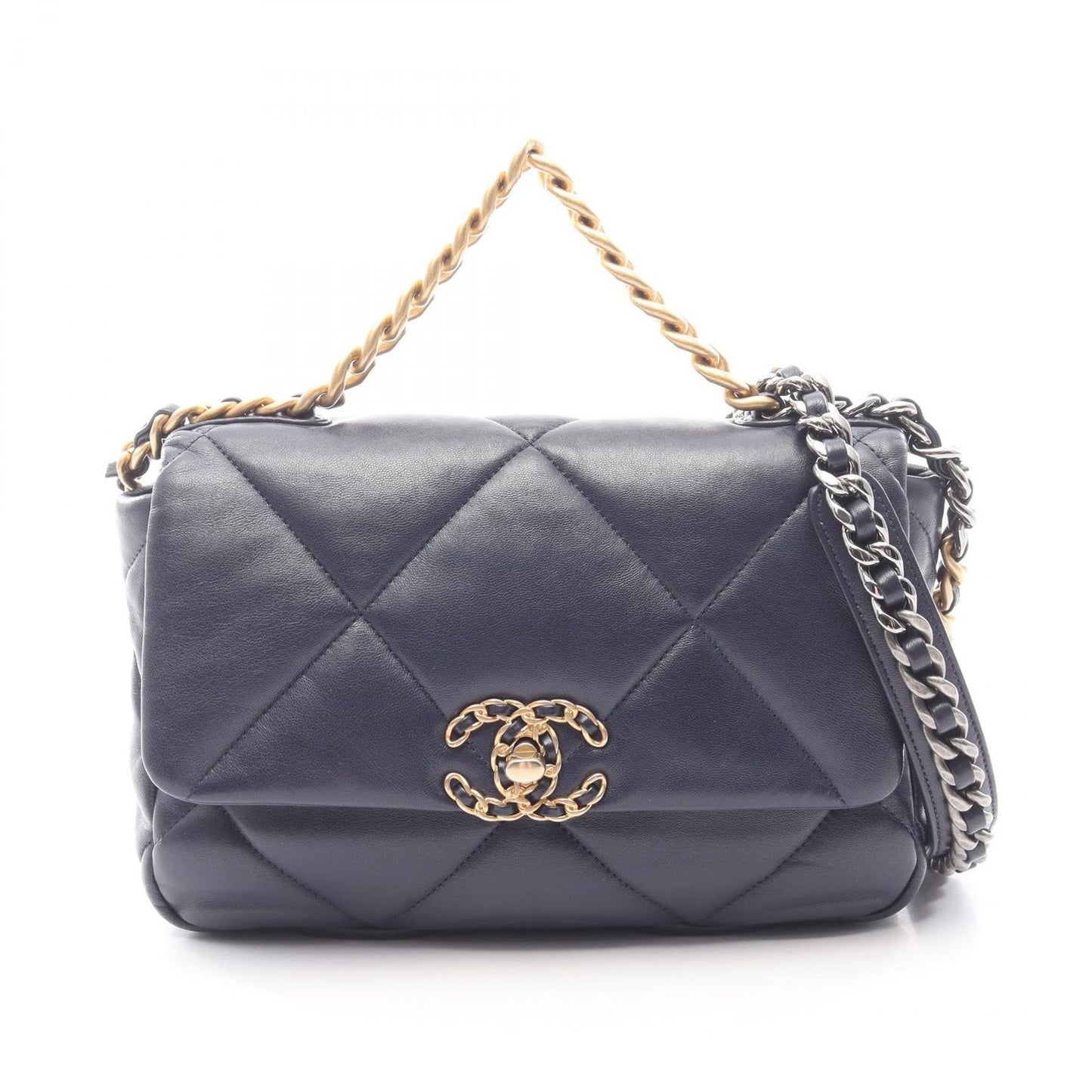 Chanel Shoulder Bag 19 D'isneuf Quilted 2-Way Navy Lambskin 19 Chain