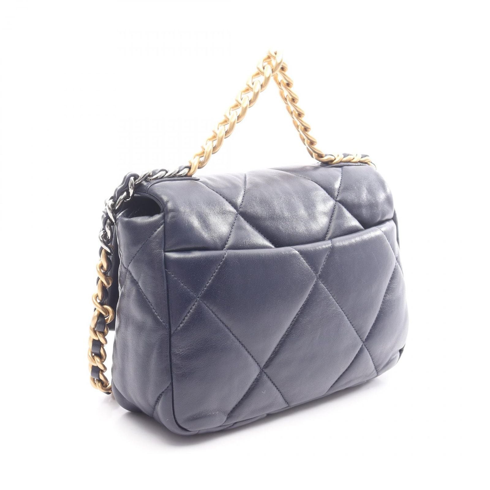 Chanel Shoulder Bag 19 D'isneuf Quilted 2-Way Navy Lambskin 19 Chain — view 2