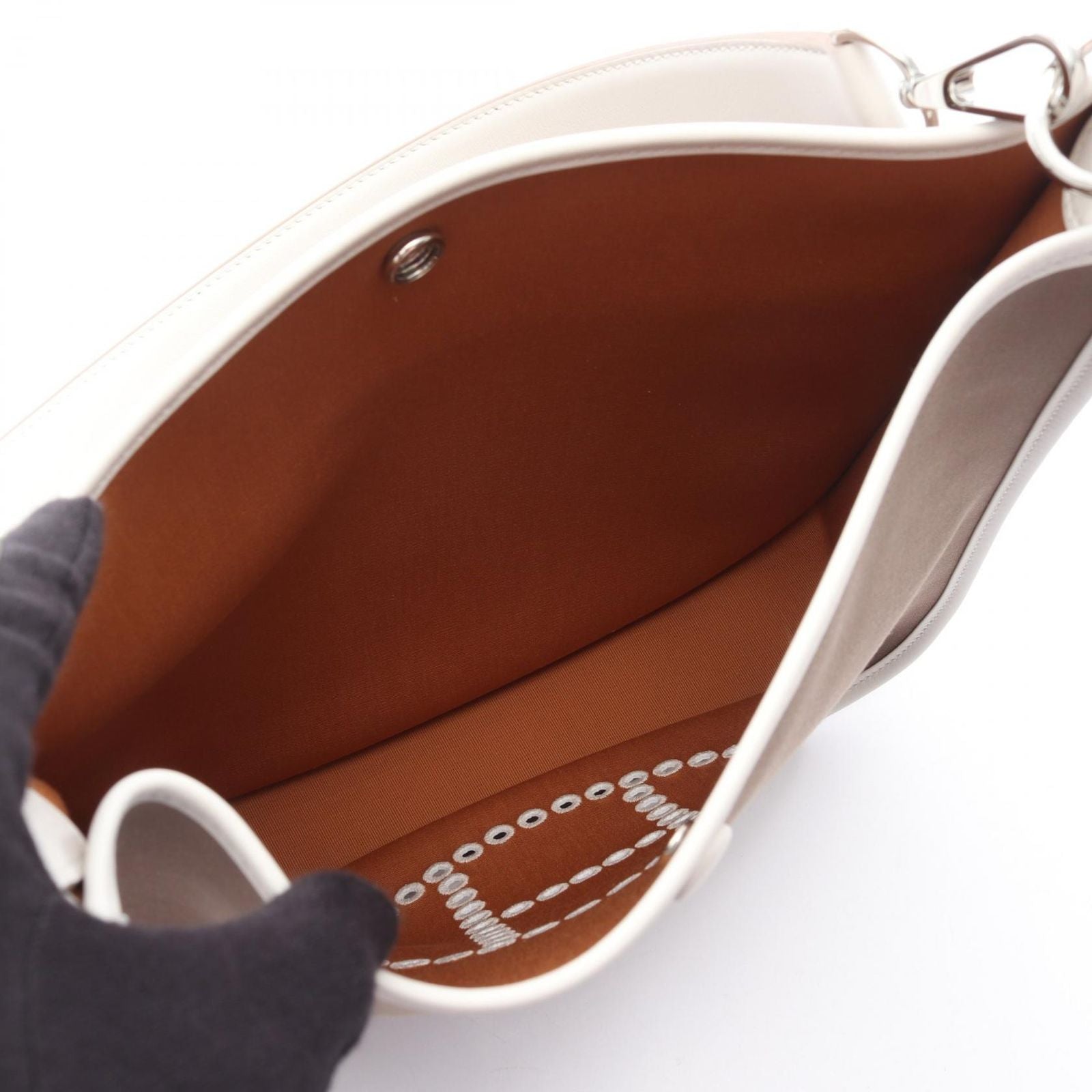 Hermes Shoulder Bag Neo Evelyne PM Etoupe Dune Gripere Canvas Leather Neo — view 3