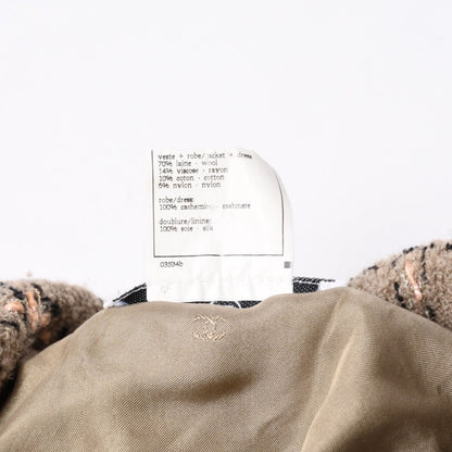 Chanel Tweed Tailored Jacket CC Logo Wool Khaki Pink Black — view 8