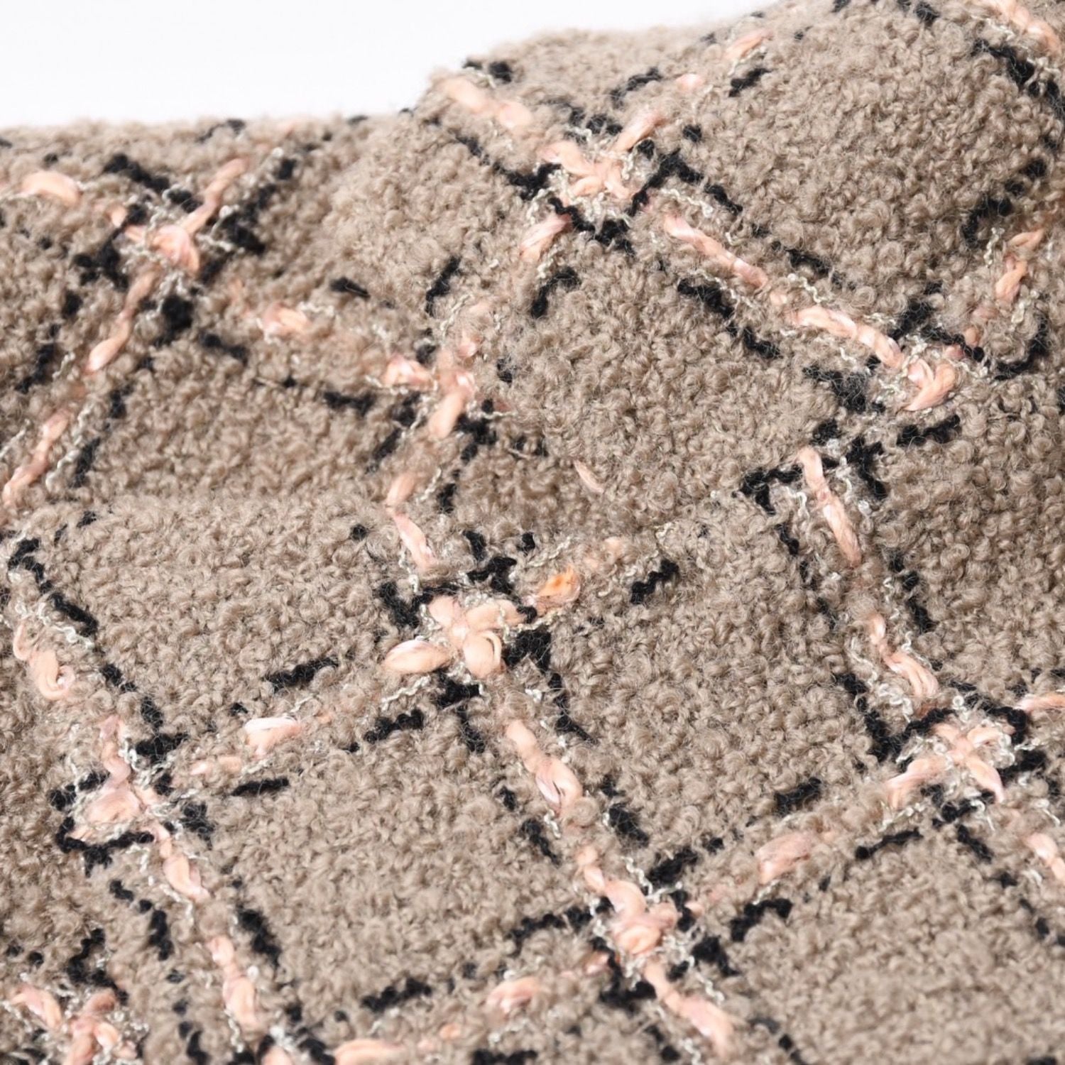 Chanel Tweed Tailored Jacket CC Logo Wool Khaki Pink Black — view 4