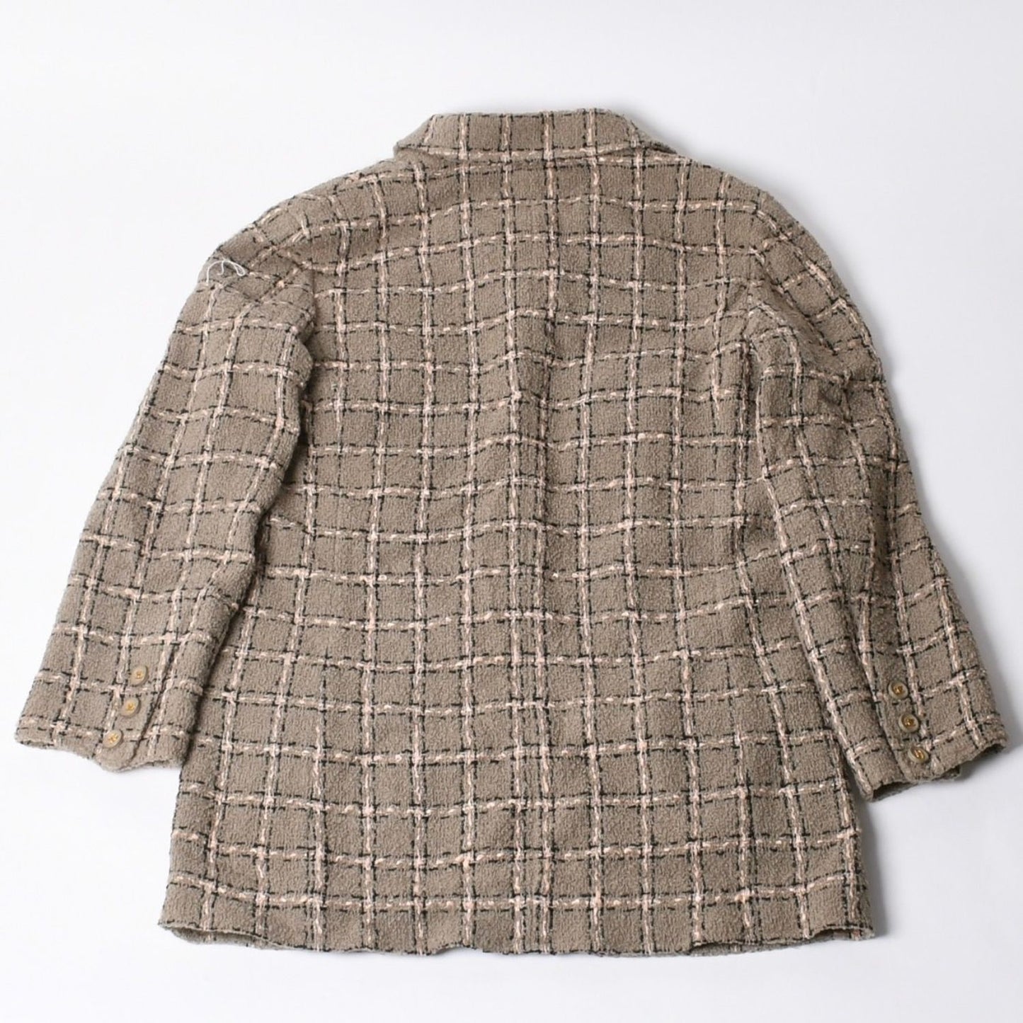 Chanel Tweed Tailored Jacket CC Logo Wool Khaki Pink Black — view 2