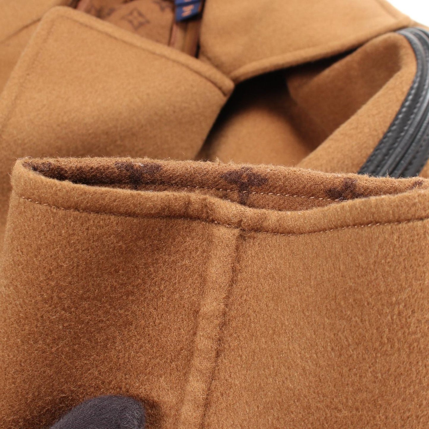 Louis Vuitton Monogram Gold Wool Leather Coat — view 6