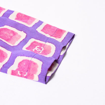 Chanel Zip Up Long Sleeve Silk Shirt CC Logo Coco Cube Purple 36 — view 6