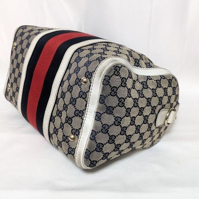 Gucci GG Canvas Sherry Line Navy White 2-Way Shoulder Bag Mini — view 3