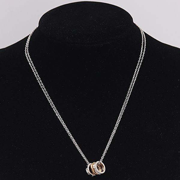 Cartier Love Three Hoop Diamond Necklace 18k White Gold Wg Ako Mst Abc