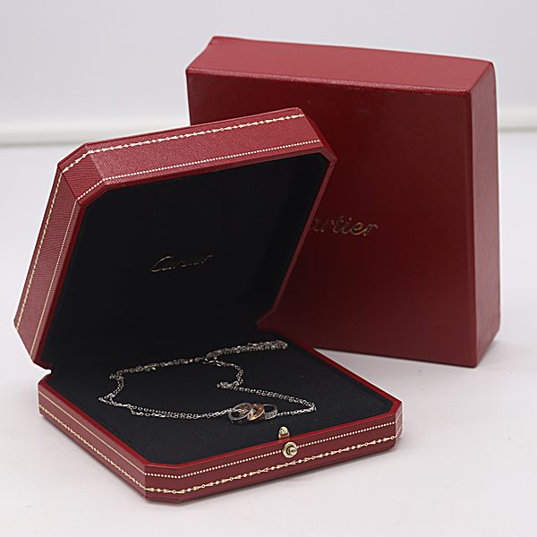 Cartier Love Three Hoop Diamond Necklace 18k White Gold Wg Ako Mst Abc — view 5