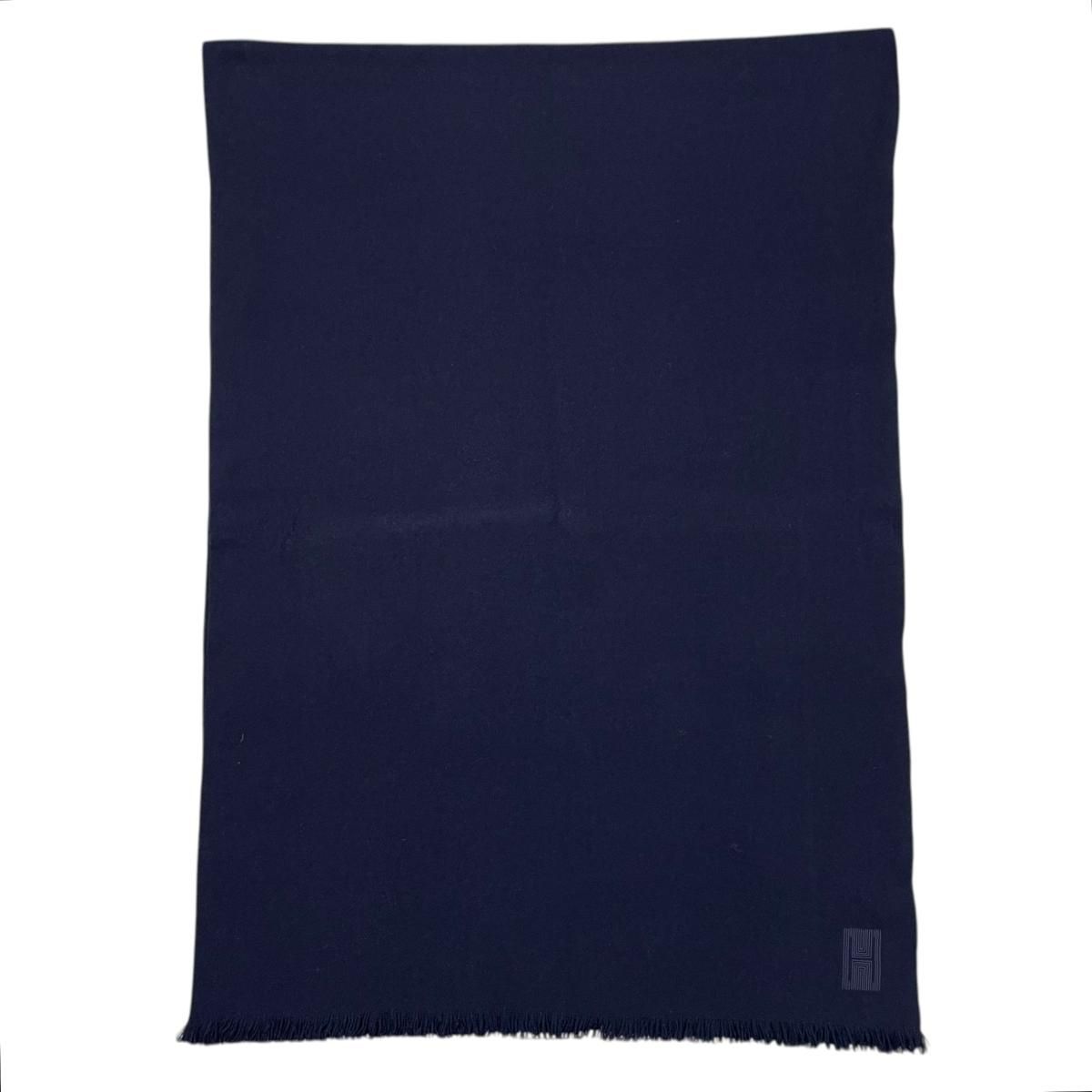 Hermes Shawl Logo Scarf Cashmere Navy — view 3