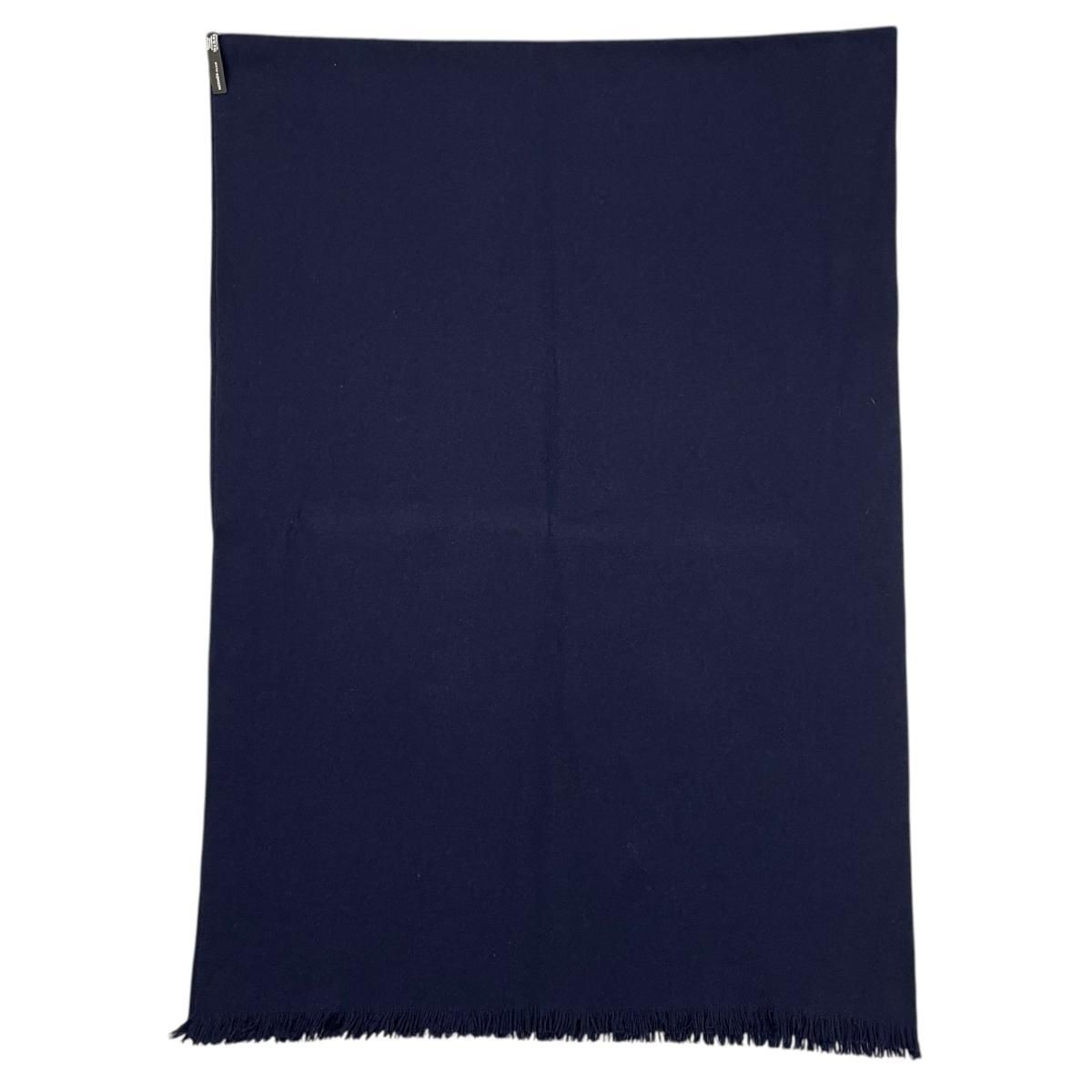 Hermes Shawl Logo Scarf Cashmere Navy — view 5