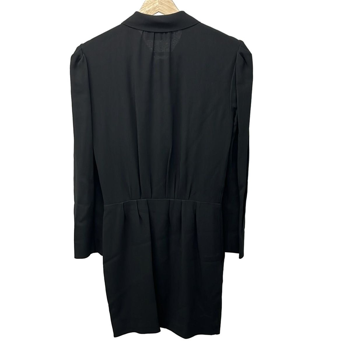 Saint Laurent Paris Dress Black Long Sleeve Knee Length Bowtie Spring — view 2