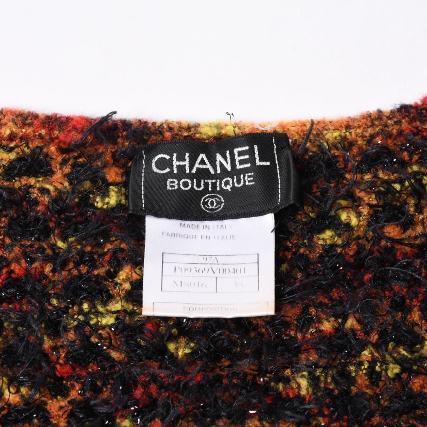 Chanel V-neck Knit Sweater CC Logo Multicolor Wool — view 8
