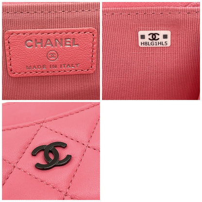 Chanel Wallet Quilted Fragment Coin Case Shocking Pink Black — view 9