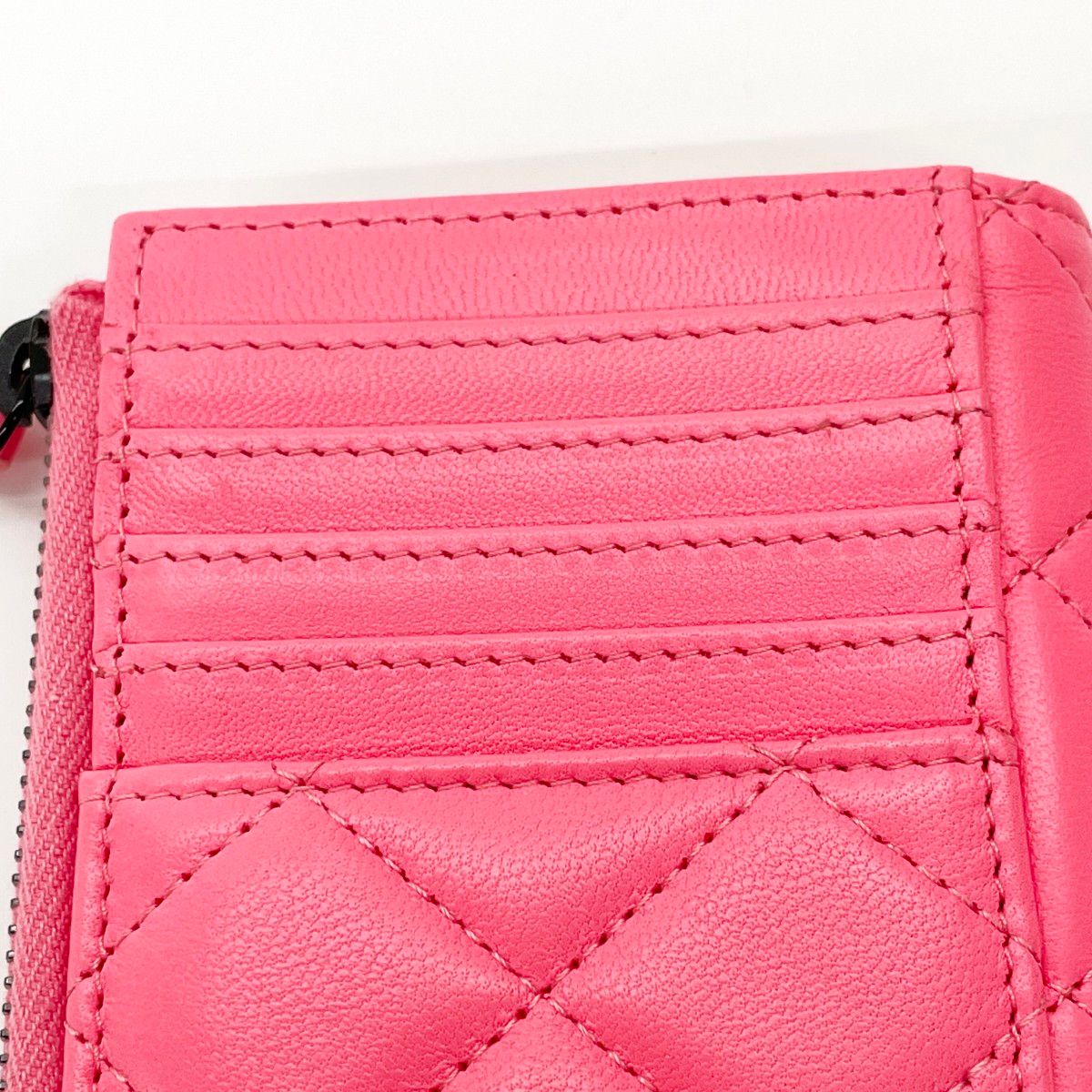 Chanel Wallet Quilted Fragment Coin Case Shocking Pink Black — view 6