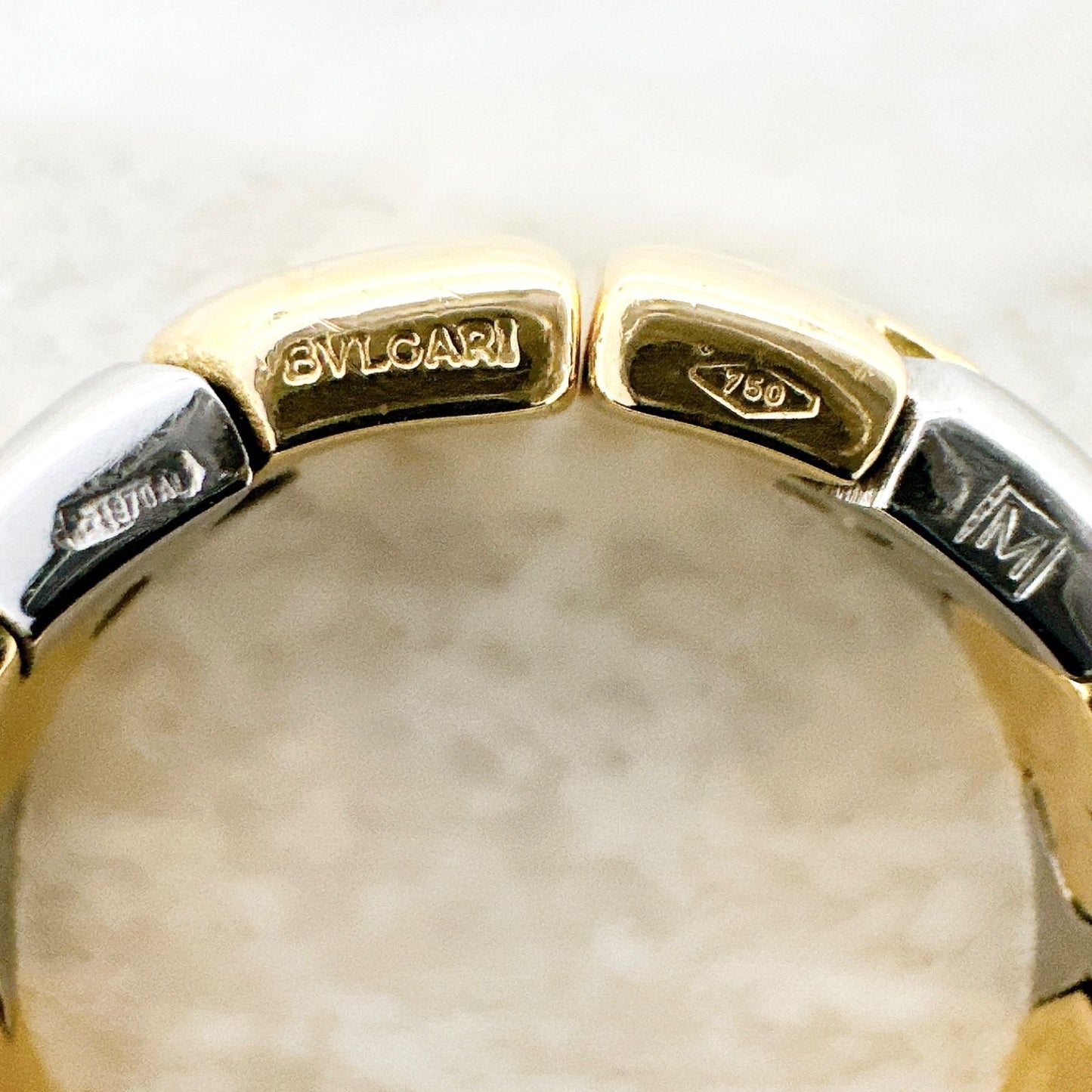 Bvlgari Albeare Yellow Gold Stainless Steel Ring — view 5
