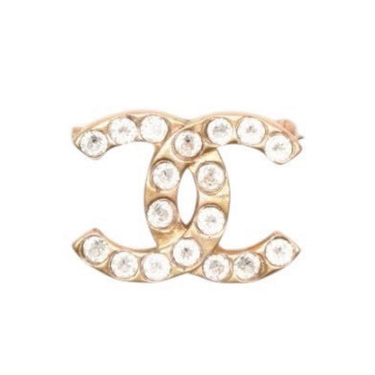 Chanel Vintage CC Logo Brooch 00 Metal Rhinestone Gold