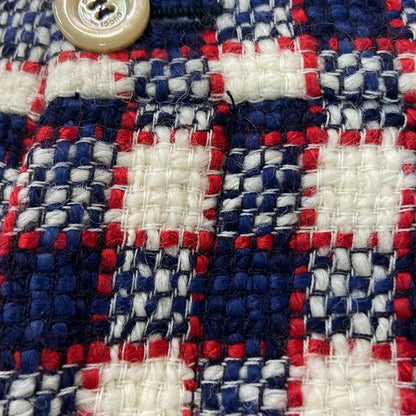 Gucci Pants 36 S White Navy Red Cropped Tweed Plaid — view 5